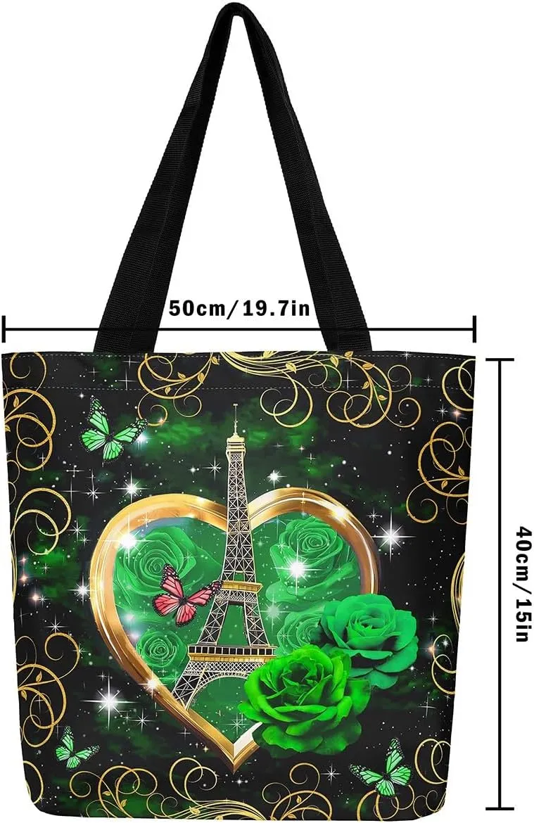 Butterfly Canvas Tote Bag for Women,Dreamy Butterflies Reusable Cloth Cotton Bags Watercolor Beetles Shoulder Bag