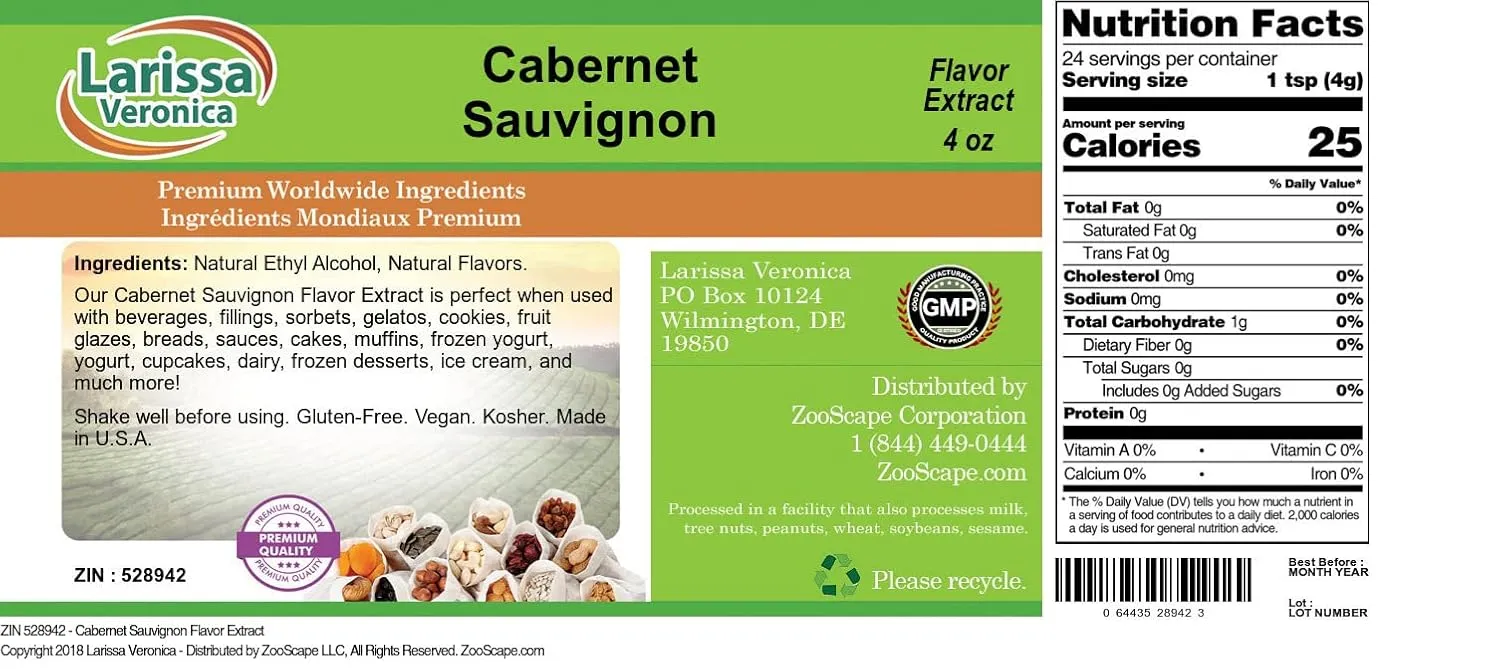 Cabernet Sauvignon Flavor Extract (4 oz, ZIN: 528942)