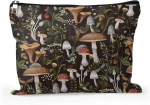 Cafl Fall Mushrooms Makeup Bag Berries Bugs Cosmetic Bag for Women Large Capacity Travel Toiletry Accessories Organizer 10 * 8in