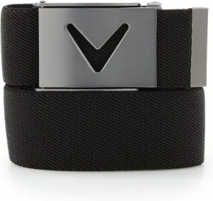 Callaway Men's V-Logo Web Golf Belt, Durable Textured Stretch Material, Metal Tip & Adjustable Buckle, Solid Color