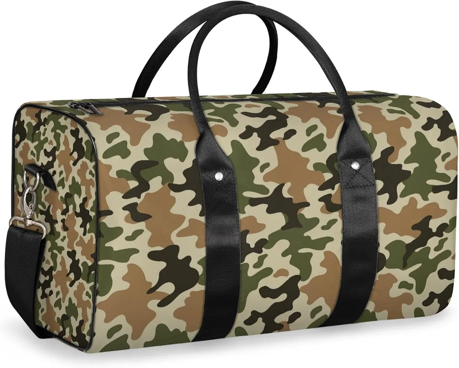 Camo Travel Duffle Bag, Weekender Bags for Women Men Green Brown Carry on Overnight Bag Waterproof Gym Bags, Hospital Bag for Labor and Delivery