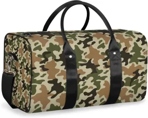 Camo Travel Duffle Bag, Weekender Bags for Women Men Green Brown Carry on Overnight Bag Waterproof Gym Bags, Hospital Bag for Labor and Delivery