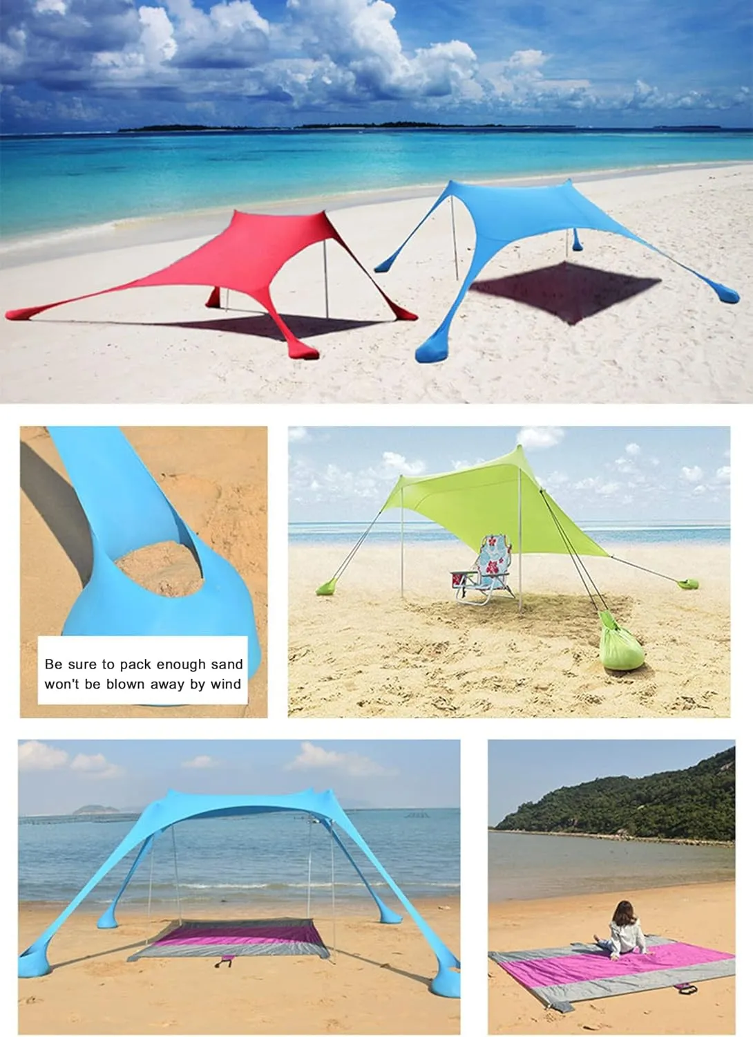 Camping Tarp Sun Shelter, Waterproof Camping Tent Tarp, Portable Lightweight Anti UV Awning Canopy, for Camping Trips Fishing Backyard Parks Picnics,G