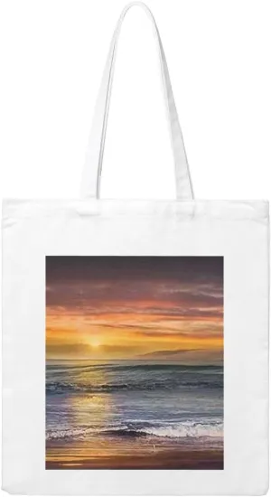 Canvas Tote Bag For Women, Sunset Beach Reusable Shopping Bag, Large Capacity Beach Tote For Travel, Gym, Grocery & Daily Use, Casual Shoulder Handbags