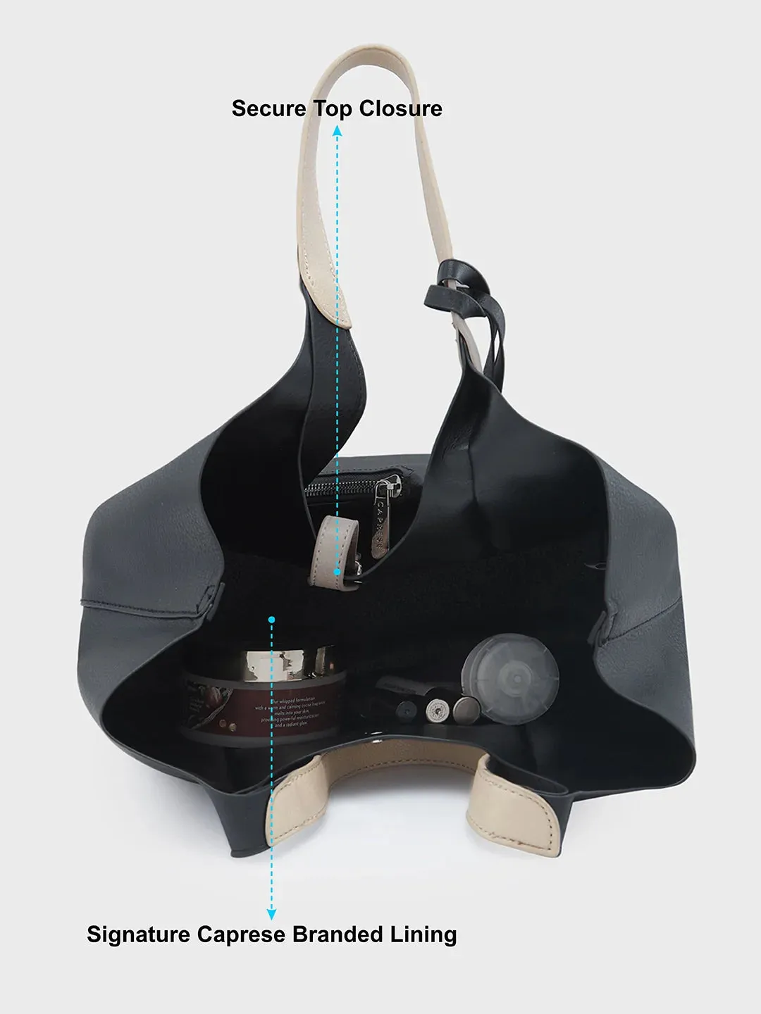 Caprese Tiera Large Black Hobo Bag