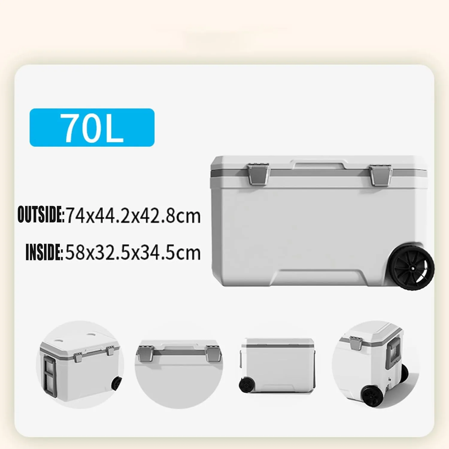 Car Camping Coolers for Cadillac Series Seventy-Five/Series Sixty/Seville/SRX, Waterproof Portable Cooler, Leak Proof Picnic Insulated Bag, Ultra-Light Premium Ice Chest Box,B-White-70L