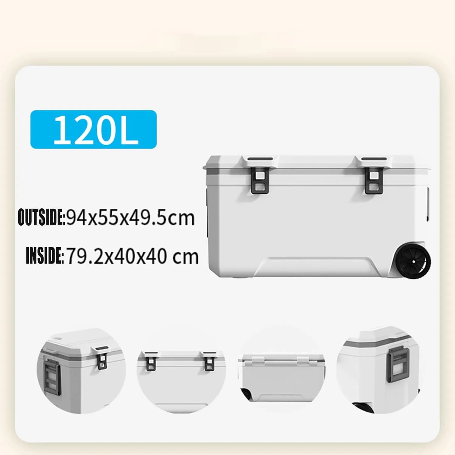 Car Camping Coolers for Dacia Bigster/Dokker/Duster/Jogger/Lodgy/Sandero/Spring, Waterproof Portable Cooler, Leak Proof Picnic Insulated Bag, Ultra-Light Premium Ice Chest Box,B-White-120L