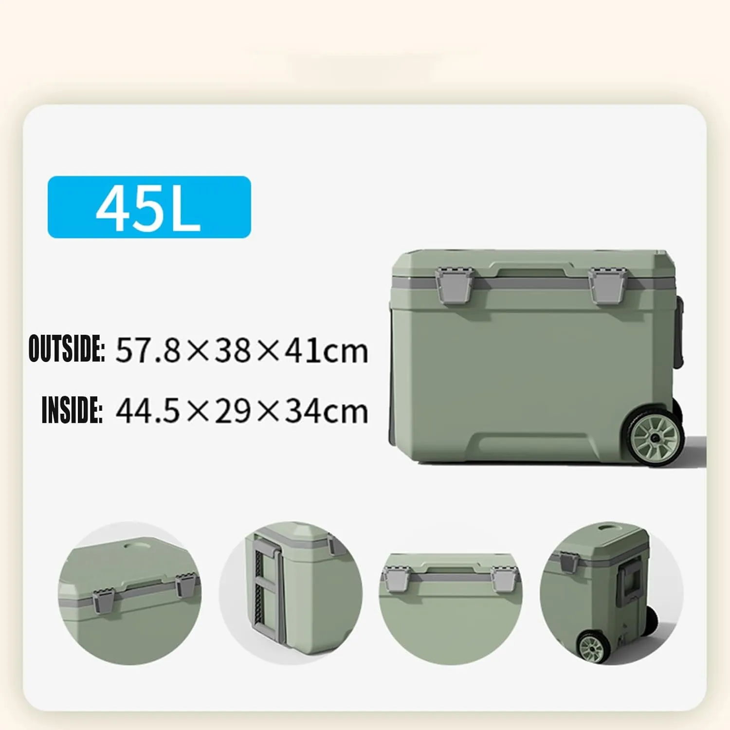 Car Camping Coolers for Ford Ranger/S-Max/Transit/Transit Custom, Waterproof Portable Cooler, Leak Proof Picnic Insulated Bag, Ultra-Light Premium Ice Chest Box,A-Green-45L