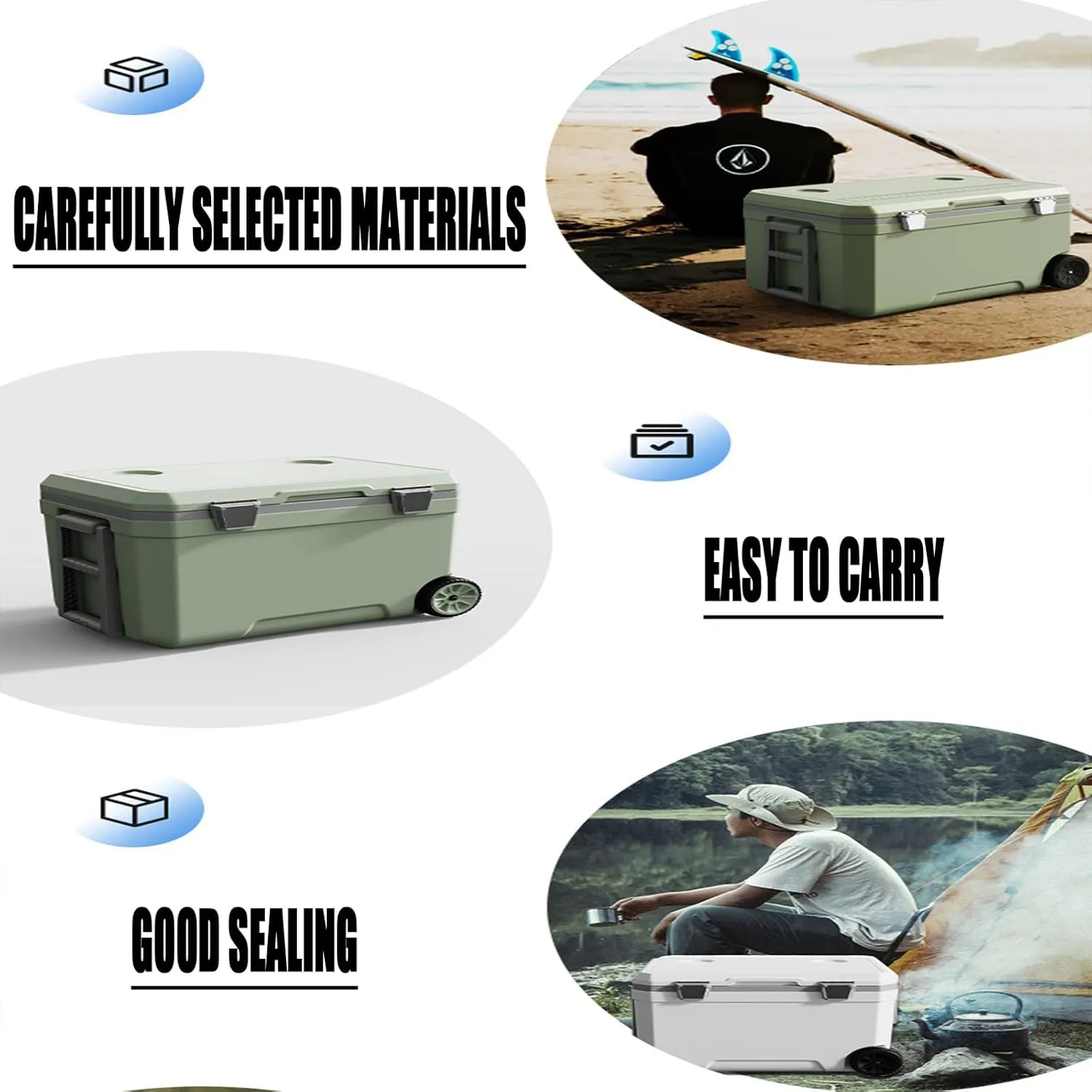 Car Camping Coolers for Kia Ceed/EV3/EV6/EV9/Niro/Optima/Picanto/Rio, Waterproof Portable Cooler, Leak Proof Picnic Insulated Bag, Ultra-Light Premium Ice Chest Box,B-White-45L