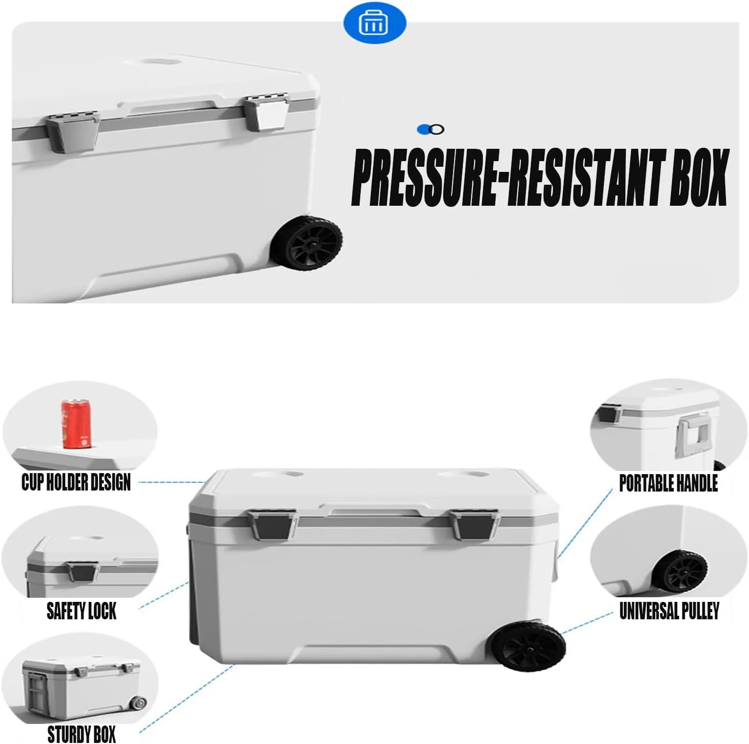Car Camping Coolers for Kia Ceed/EV3/EV6/EV9/Niro/Optima/Picanto/Rio, Waterproof Portable Cooler, Leak Proof Picnic Insulated Bag, Ultra-Light Premium Ice Chest Box,B-White-45L