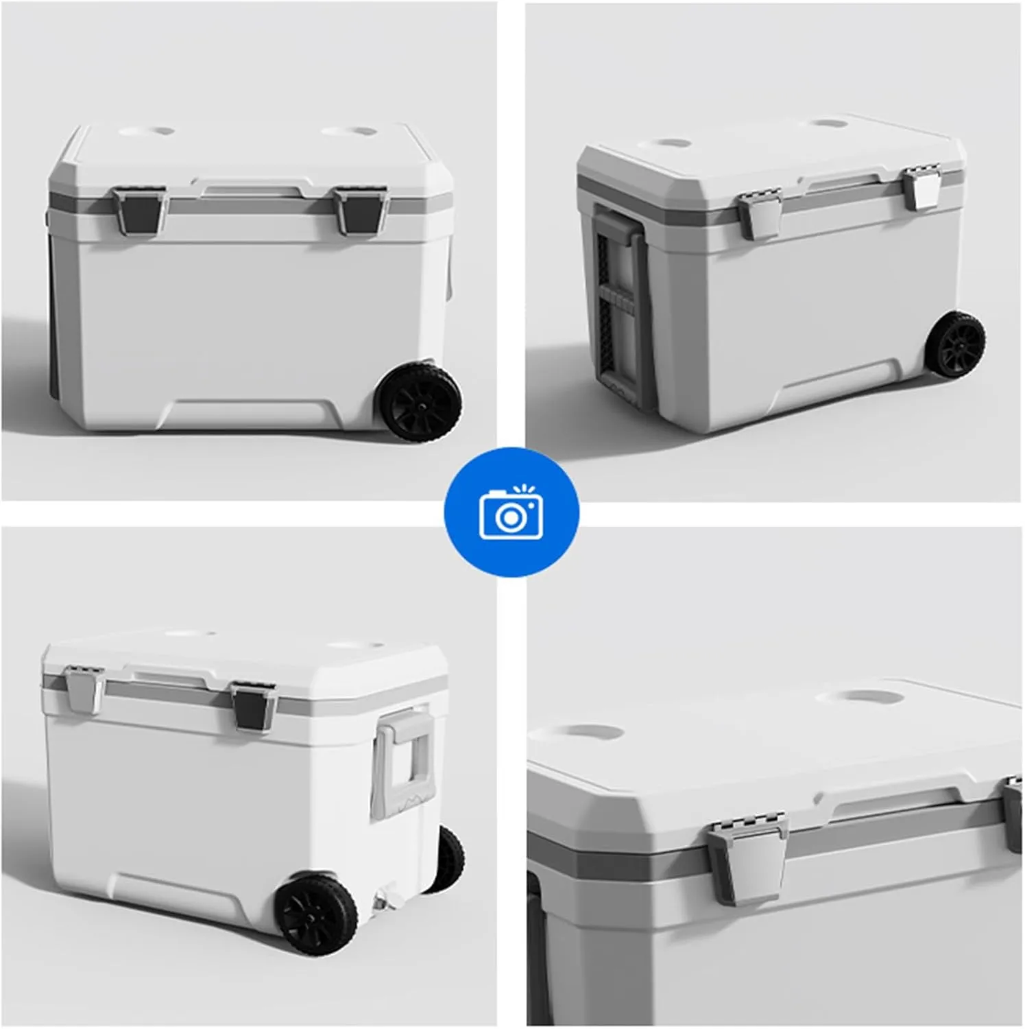 Car Camping Coolers for Kia Ceed/EV3/EV6/EV9/Niro/Optima/Picanto/Rio, Waterproof Portable Cooler, Leak Proof Picnic Insulated Bag, Ultra-Light Premium Ice Chest Box,B-White-45L