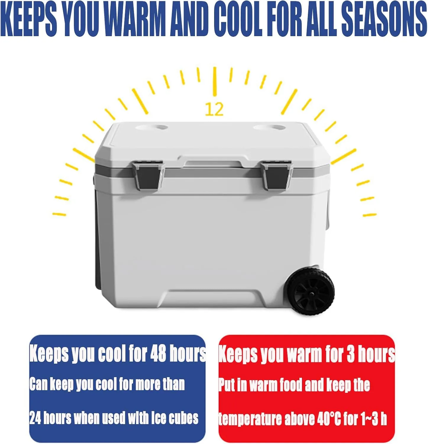 Car Camping Coolers for Kia Ceed/EV3/EV6/EV9/Niro/Optima/Picanto/Rio, Waterproof Portable Cooler, Leak Proof Picnic Insulated Bag, Ultra-Light Premium Ice Chest Box,B-White-45L