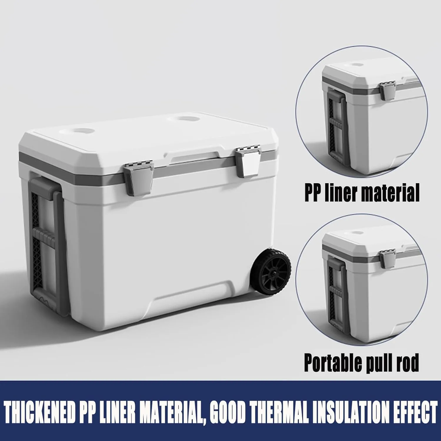 Car Camping Coolers for Kia Ceed/EV3/EV6/EV9/Niro/Optima/Picanto/Rio, Waterproof Portable Cooler, Leak Proof Picnic Insulated Bag, Ultra-Light Premium Ice Chest Box,B-White-45L