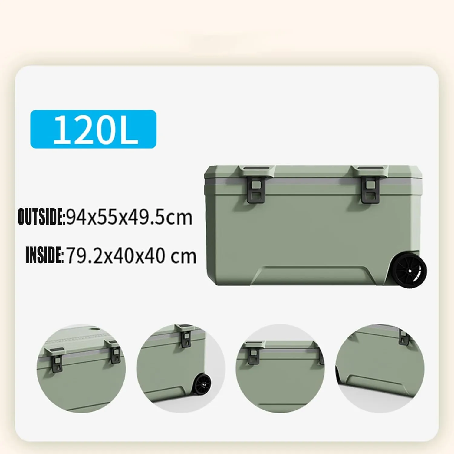 Car Camping Coolers for NIO EC6/EC7/EL6/EL7/ES6/ES7/ES8/ET5/ET7/ET9/EP9, Waterproof Portable Cooler, Leak Proof Picnic Insulated Bag, Ultra-Light Premium Ice Chest Box,A-Green-120L