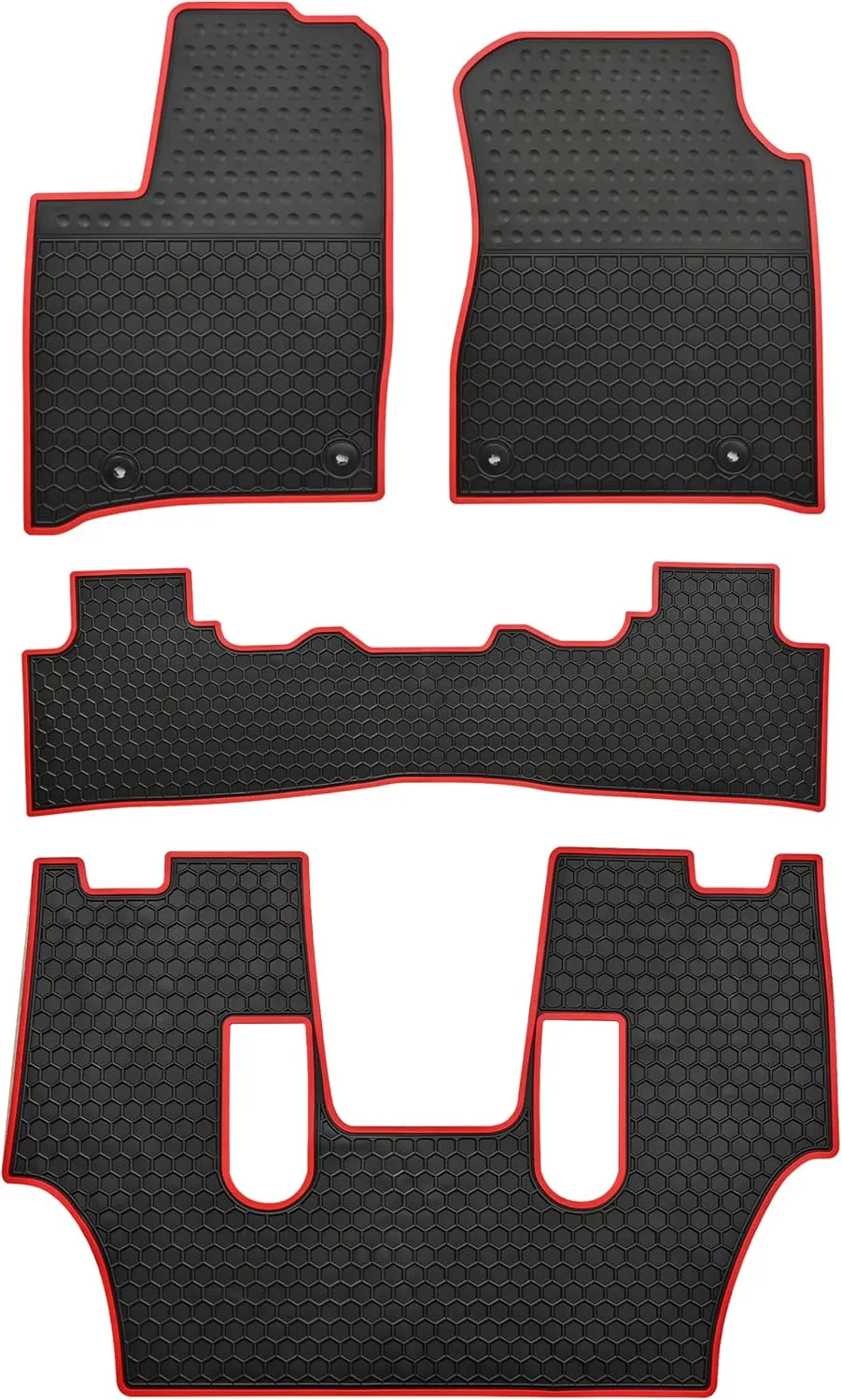 Car Floor Mats Custom Fit for Dodge Durango 2021 2020 2019 2018 2017 2016（Bucket Seats） 3 Rows Odorless Washable Heavy Duty Rubber (All Weather) Floor Liners Set Red