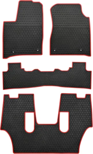 Car Floor Mats Custom Fit for Dodge Durango 2021 2020 2019 2018 2017 2016（Bucket Seats） 3 Rows Odorless Washable Heavy Duty Rubber (All Weather) Floor Liners Set Red