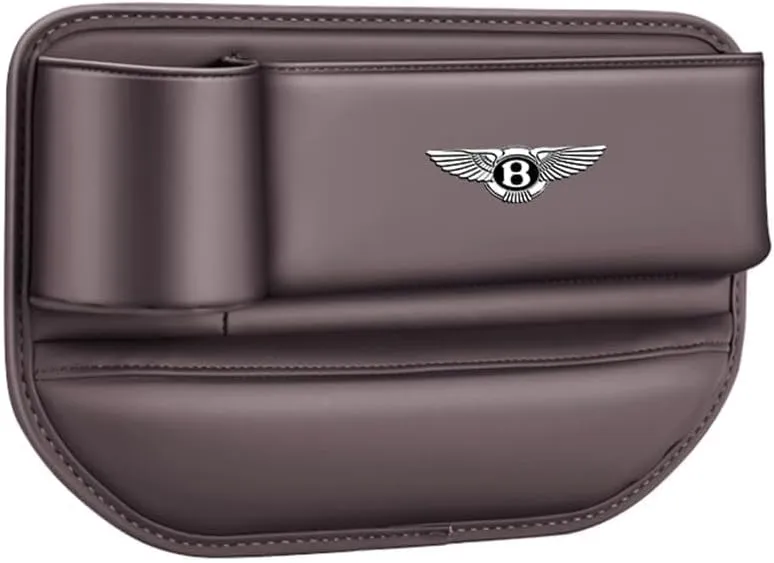Car Seat Storage Box for Bentley Continental Flying Spur Bentayga Series Car Seat Gap Organizer Seat Side Bag Reserved Charging Cable Hole Car Accessories,Brown-A