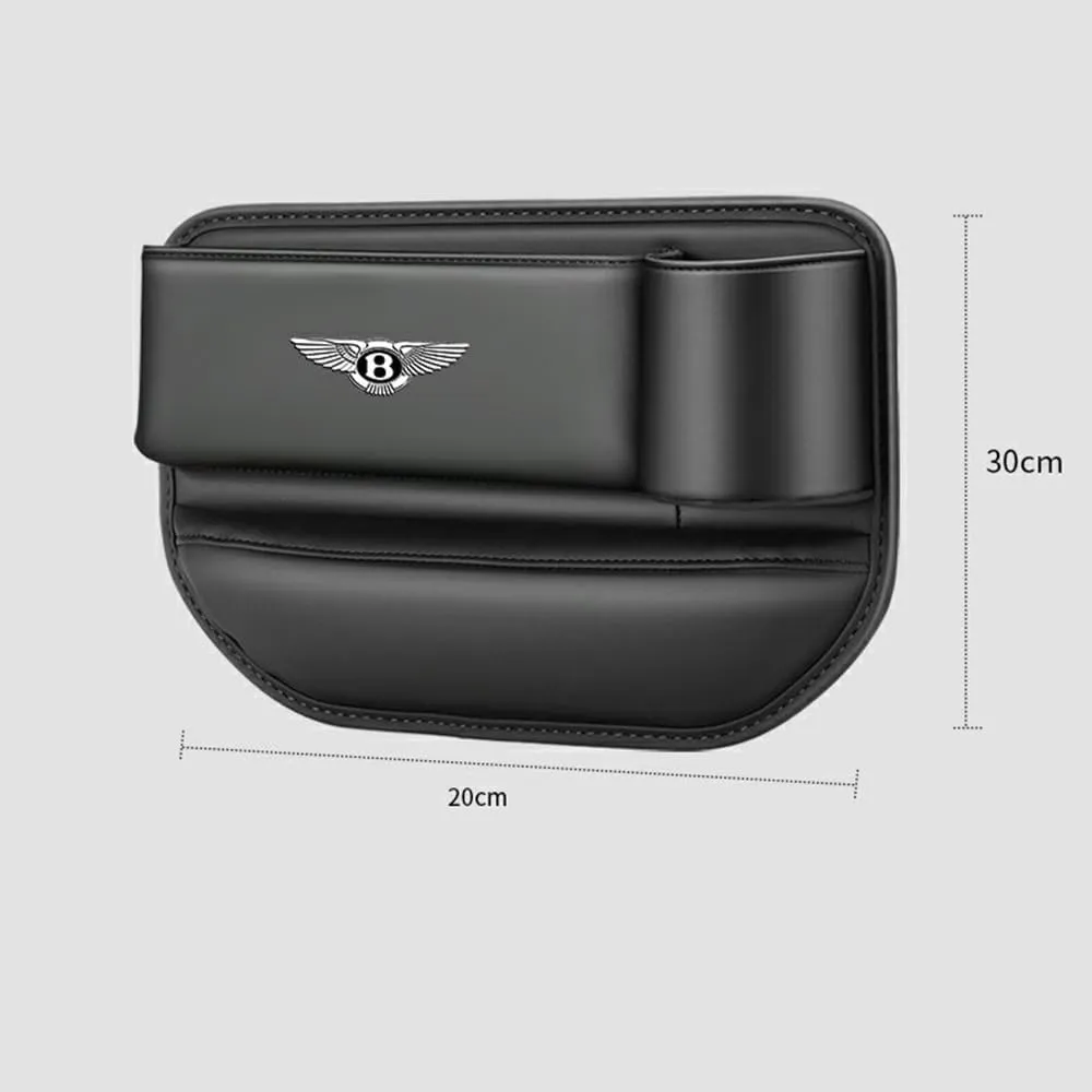 Car Seat Storage Box for Bentley Continental Flying Spur Bentayga Series Car Seat Gap Organizer Seat Side Bag Reserved Charging Cable Hole Car Accessories,Brown-A