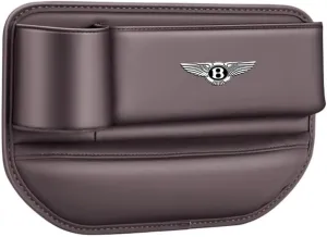 Car Seat Storage Box for Bentley Continental Flying Spur Bentayga Series Car Seat Gap Organizer Seat Side Bag Reserved Charging Cable Hole Car Accessories,Brown-A