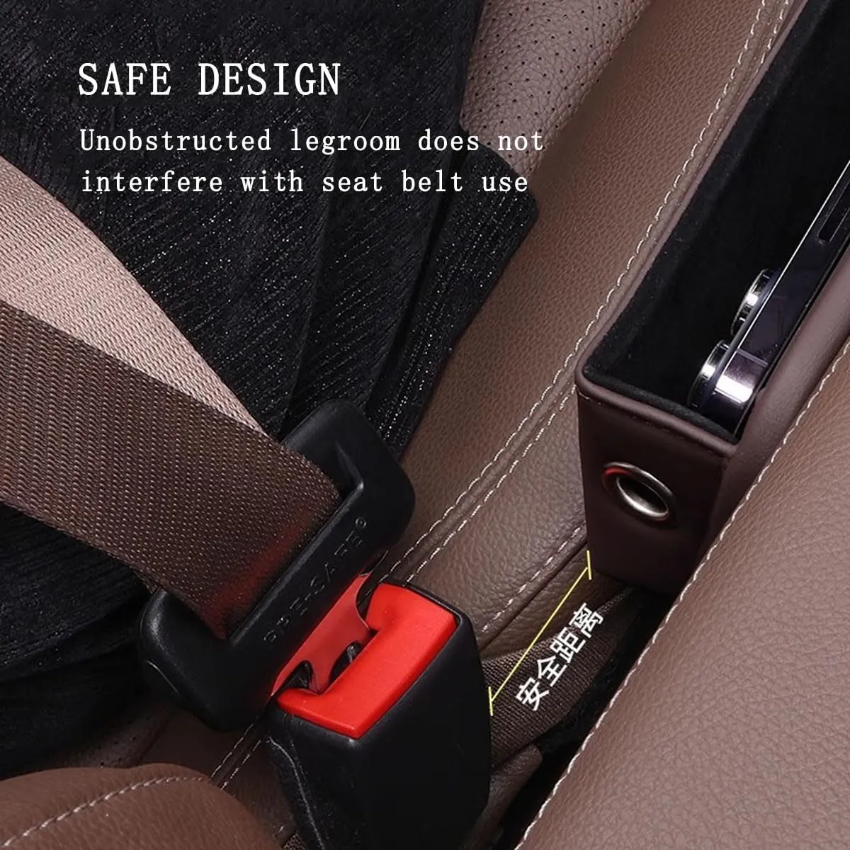 Car Seat Storage Box for Maserati Ghibli Levante Quattroporte Series Car Seat Gap Organizer Seat Side Bag Reserved Charging Cable Hole Car Accessories,Beige-B