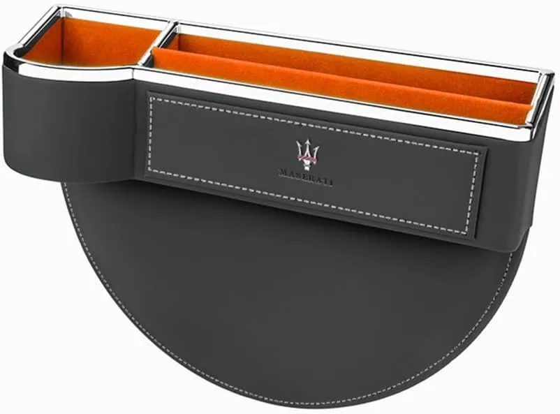 Car Seat Storage Box for Maserati Ghibli Quattroporte Levante GT GC GranSport Coupé MC20 Series Car Seat Gap Organizer Seat Side Bag Reserved Charging Cable Hole Car Accessories,Black