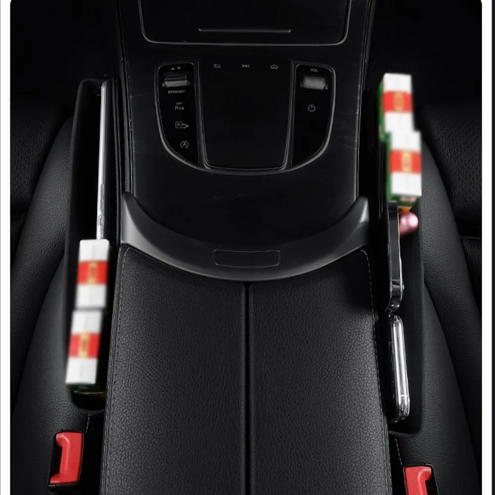 Car Seat Storage Box for Maserati Ghibli Quattroporte Levante GT GC Series Car Seat Gap Organizer Seat Side Bag Reserved Charging Cable Hole Car Accessories,Red