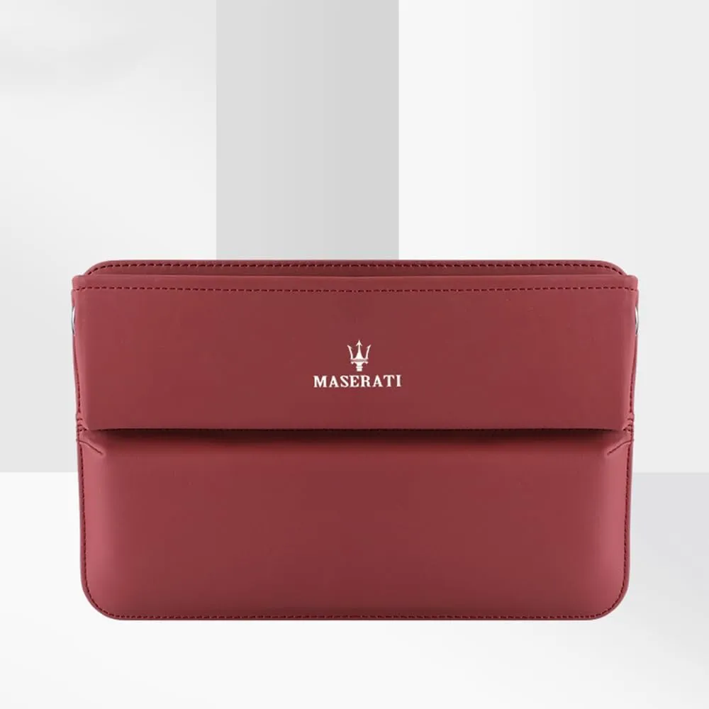 Car Seat Storage Box for Maserati Ghibli Quattroporte Levante GT GC Series Car Seat Gap Organizer Seat Side Bag Reserved Charging Cable Hole Car Accessories,Red