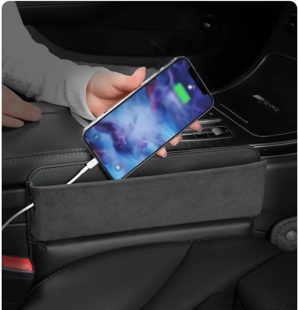 Car Seat Storage Box for Maserati Ghibli Quattroporte Levante GT GC Series Car Seat Gap Organizer Seat Side Bag Reserved Charging Cable Hole Car Accessories,Red