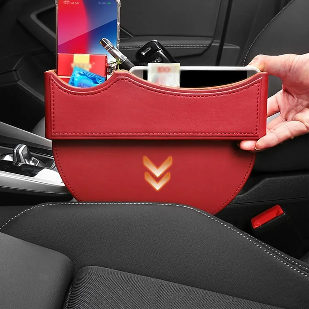 Car Seat Storage Box for Rolls-Royce Phantom Ghost Cullinan Wraith Dawn Series Car Seat Gap Organizer Seat Side Bag Reserved Charging Cable Hole Car Accessories,Red