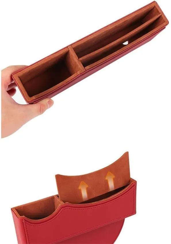 Car Seat Storage Box for Rolls-Royce Phantom Ghost Cullinan Wraith Dawn Series Car Seat Gap Organizer Seat Side Bag Reserved Charging Cable Hole Car Accessories,Red