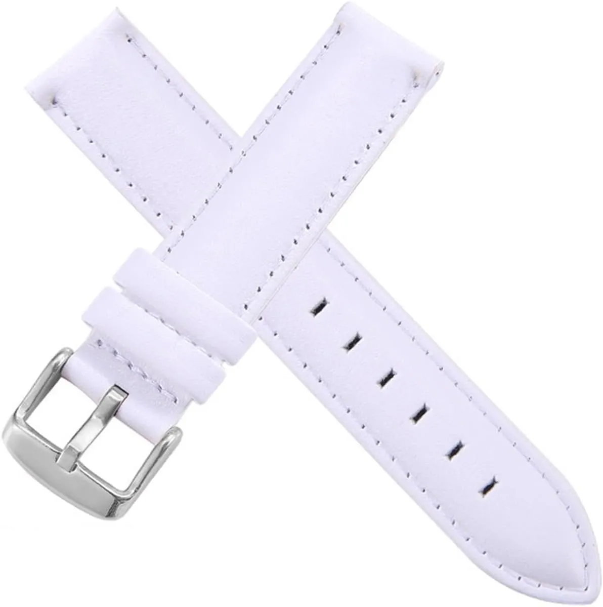 CAREG Watch Strap Brown With Rose Gold Clasp Watchband 14mm 18mm 20mm Compatible With DW Daniel Wellington Watch Band Durable (Color : White-Silvery Buckle, Size : 12mm)