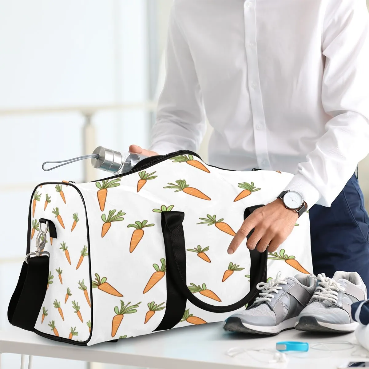 Carrots Travel Duffle Bag, Sports Gym Bags for Women Men, Carry On Weekender Overnight Bag, Carrot Easter Workout Hospital Airplane Trips Bag