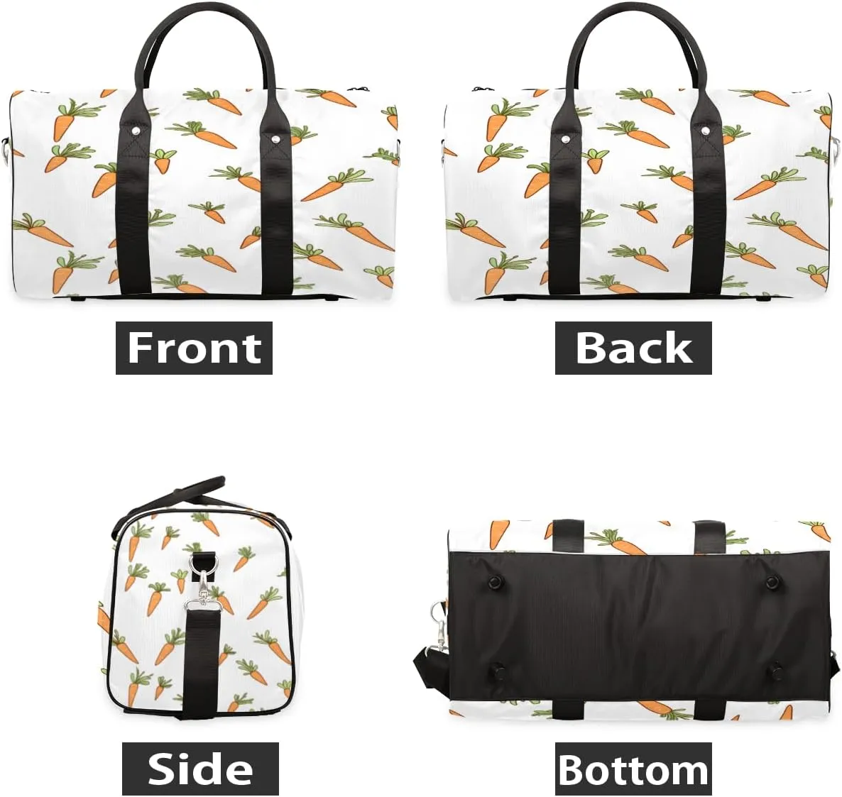 Carrots Travel Duffle Bag, Sports Gym Bags for Women Men, Carry On Weekender Overnight Bag, Carrot Easter Workout Hospital Airplane Trips Bag