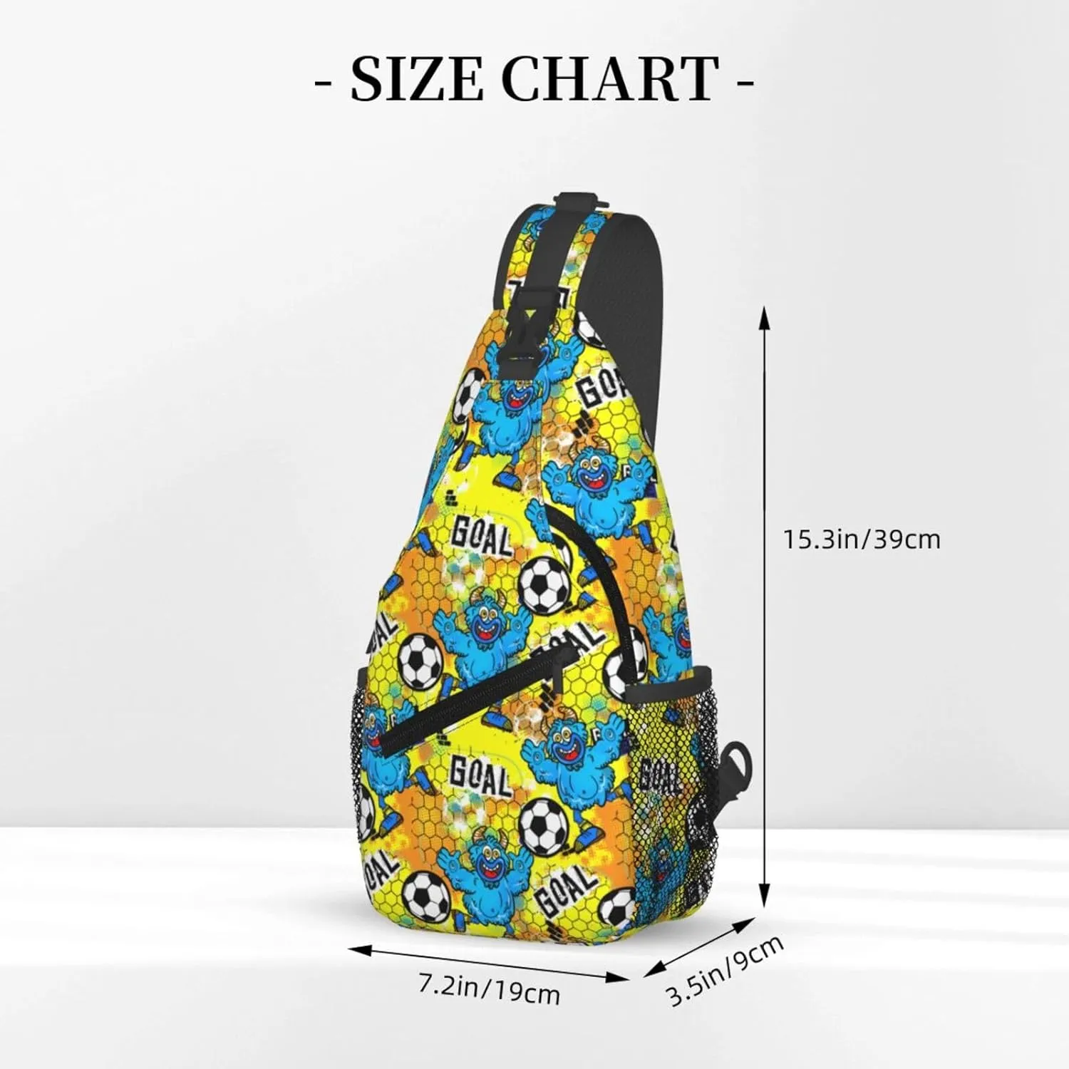 Cartoon Blue Monsters Play Soccer Goal Chest Sling Bag Crossbody Shoulder Backpack Bag Gym Cycling Daypack Travel Hiking Cross Bag