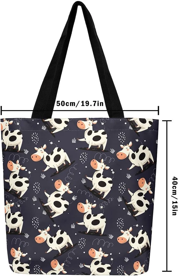 Cartoon Ferret Canvas Tote Bag for Women,Lovely Wild Animals Waterproof Beach Bag Cute Coastal Shoulder Bag