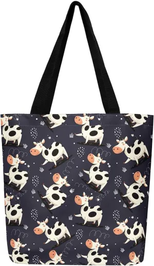 Cartoon Ferret Canvas Tote Bag for Women,Lovely Wild Animals Waterproof Beach Bag Cute Coastal Shoulder Bag