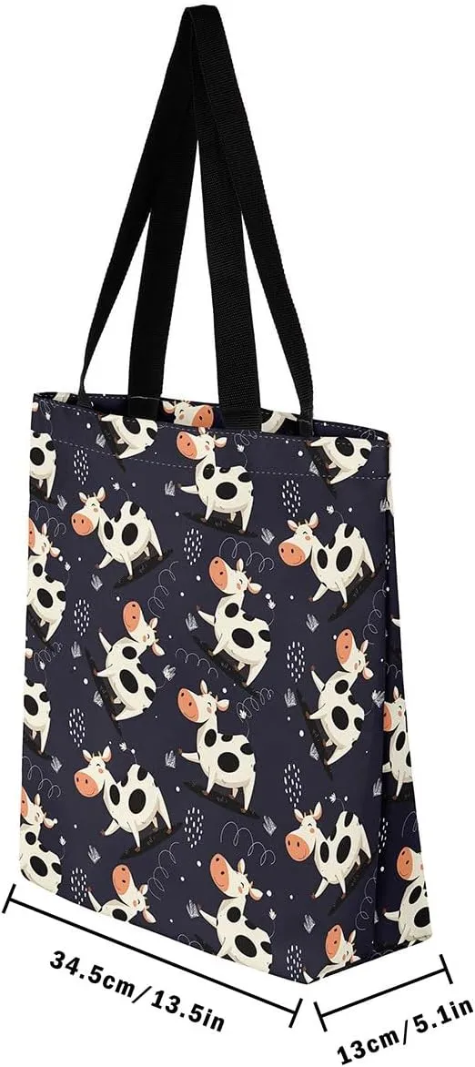 Cartoon Ferret Canvas Tote Bag for Women,Lovely Wild Animals Waterproof Beach Bag Cute Coastal Shoulder Bag