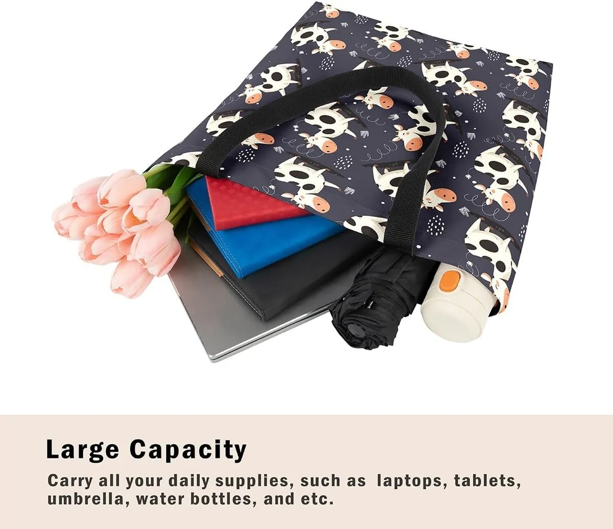 Cartoon Ferret Canvas Tote Bag for Women,Lovely Wild Animals Waterproof Beach Bag Cute Coastal Shoulder Bag