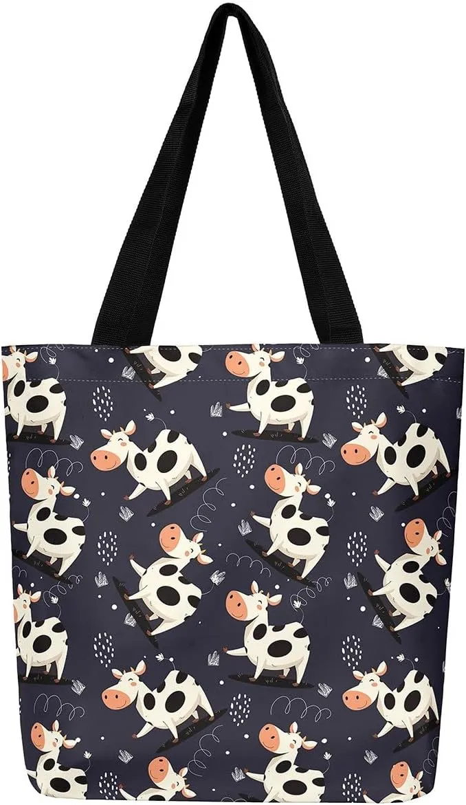 Cartoon Ferret Canvas Tote Bag for Women,Lovely Wild Animals Waterproof Beach Bag Cute Coastal Shoulder Bag