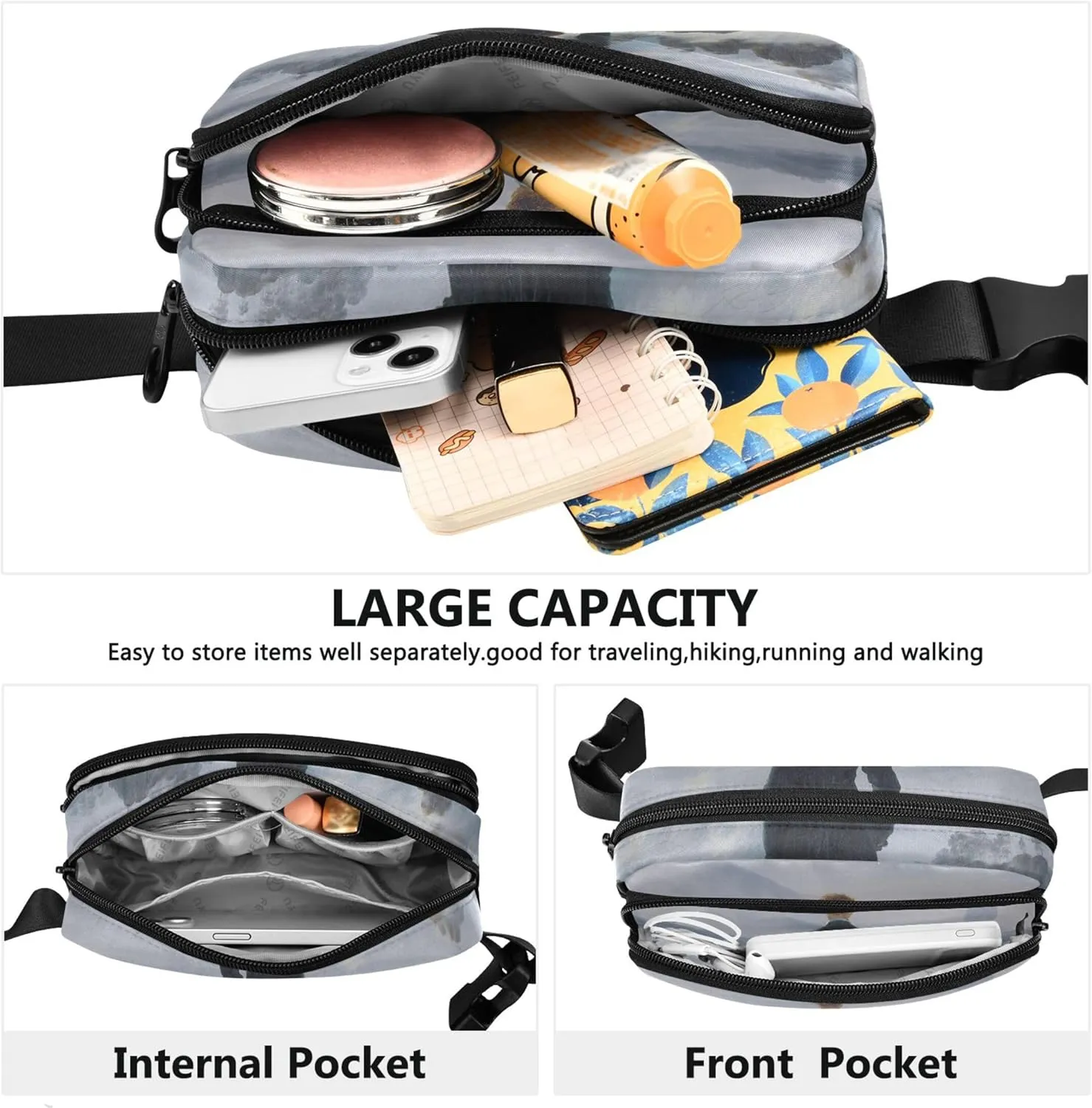 Caspar David Friedrich Wanderer Sea Fog Waterproof Fanny Pack for Women Belt Bag Hip Pouch Bright Color Crossbody Waist Bag