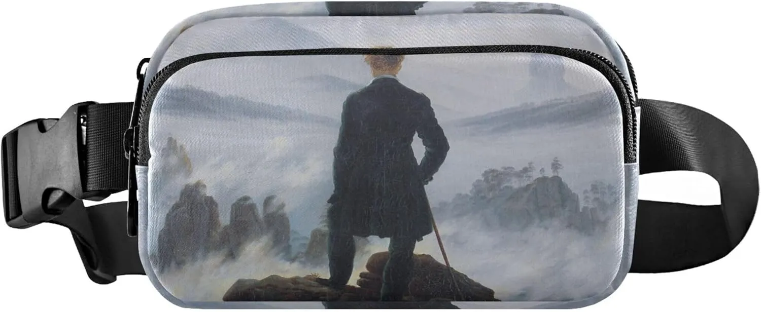 Caspar David Friedrich Wanderer Sea Fog Waterproof Fanny Pack for Women Belt Bag Hip Pouch Bright Color Crossbody Waist Bag