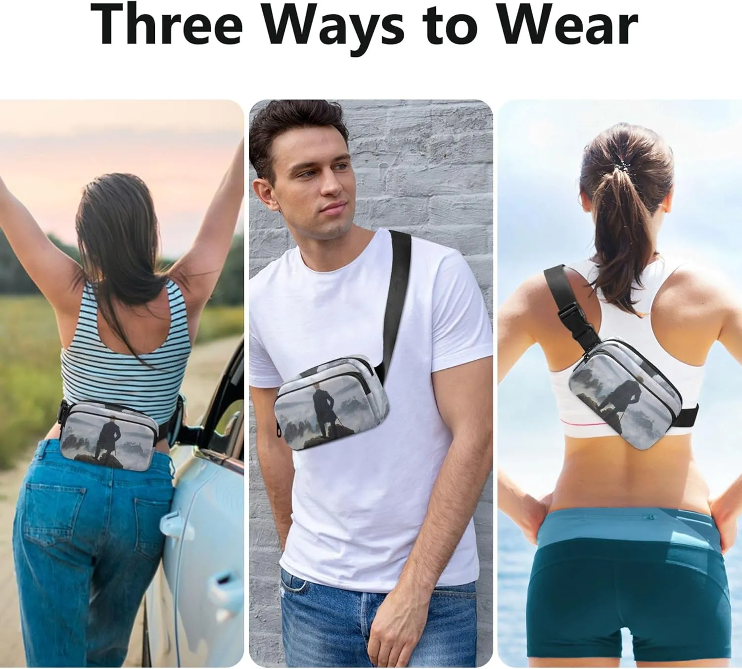 Caspar David Friedrich Wanderer Sea Fog Waterproof Fanny Pack for Women Belt Bag Hip Pouch Bright Color Crossbody Waist Bag