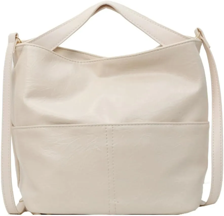 Casual Bucket Crossbody Shoulder Bag for Women Small Tote Purse Vegan Leather Handbag Cute Satchel