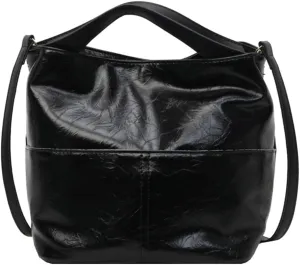 Casual Bucket Crossbody Shoulder Bag for Women Small Tote Purse Vegan Leather Handbag Cute Satchel