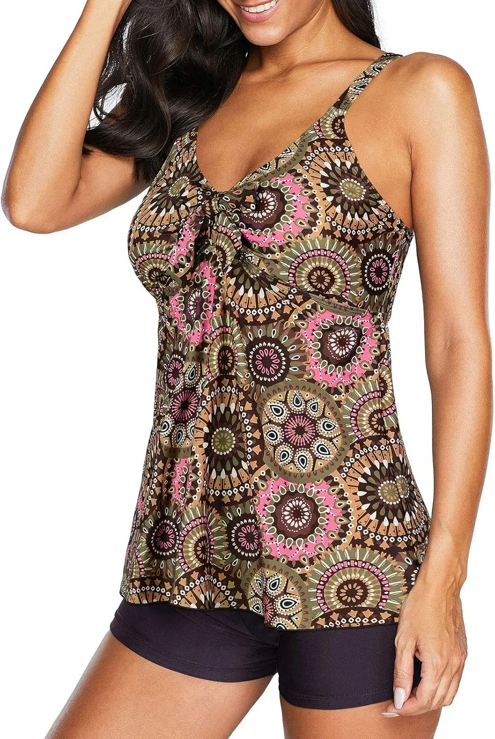 Century Star Tankini Swimsuits for Women Two Piece Swimsuits Tummy Control Bathing Suit Tankini Top with Shorts