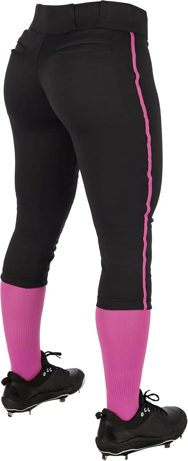 CHAMPRO Girls' Tournament Low-Rise Youth Softball Pants with Braid