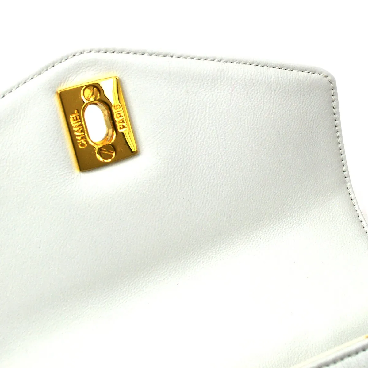 CHANEL 1991-1994 White Lambskin Triple CCs Belt Bag #85