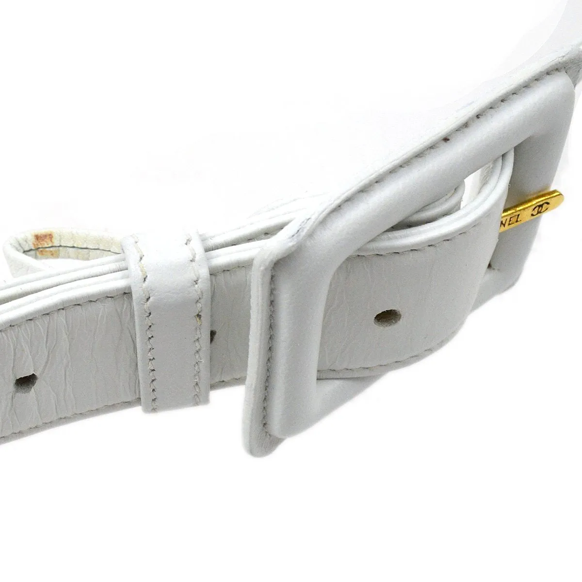 CHANEL 1991-1994 White Lambskin Triple CCs Belt Bag #85