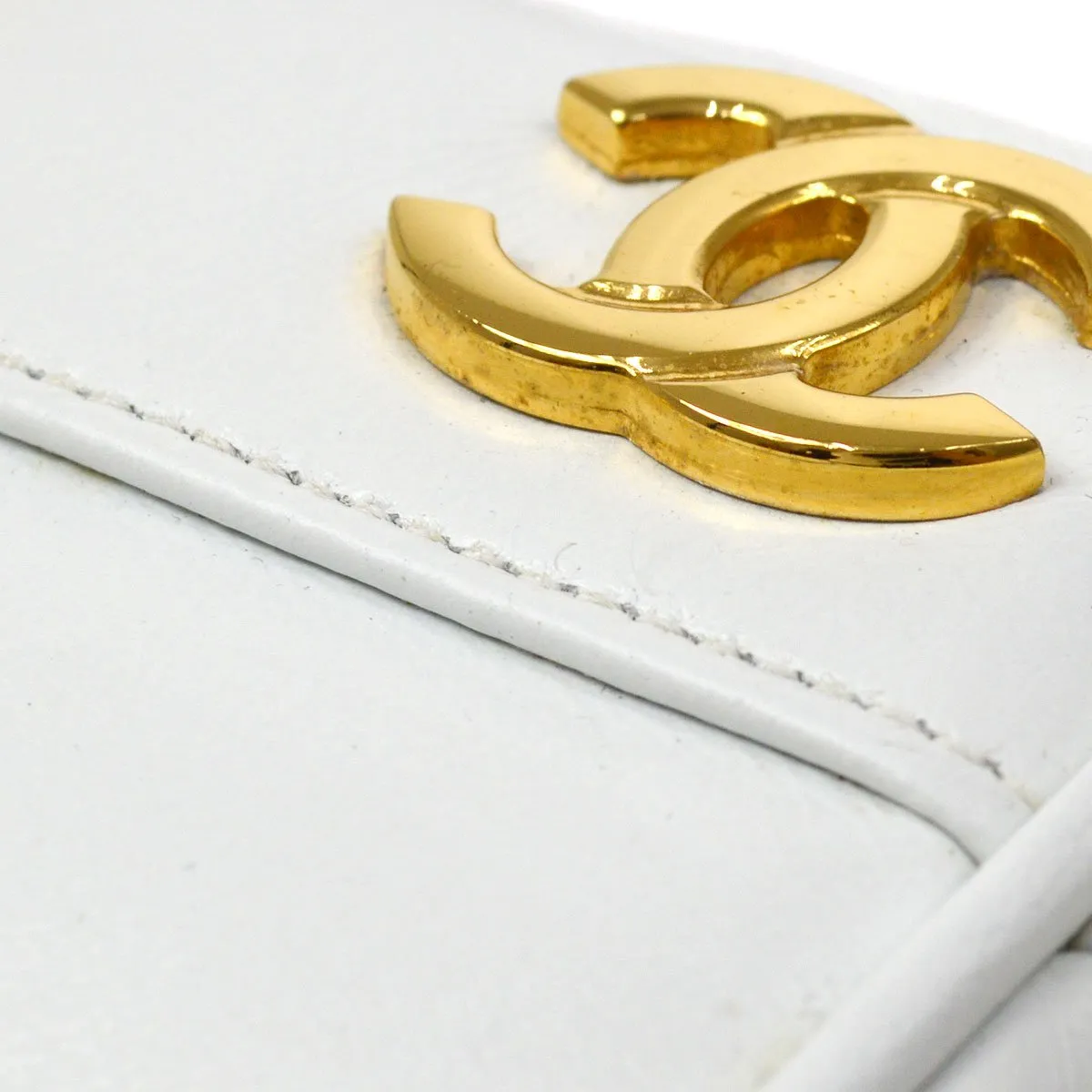 CHANEL 1991-1994 White Lambskin Triple CCs Belt Bag #85