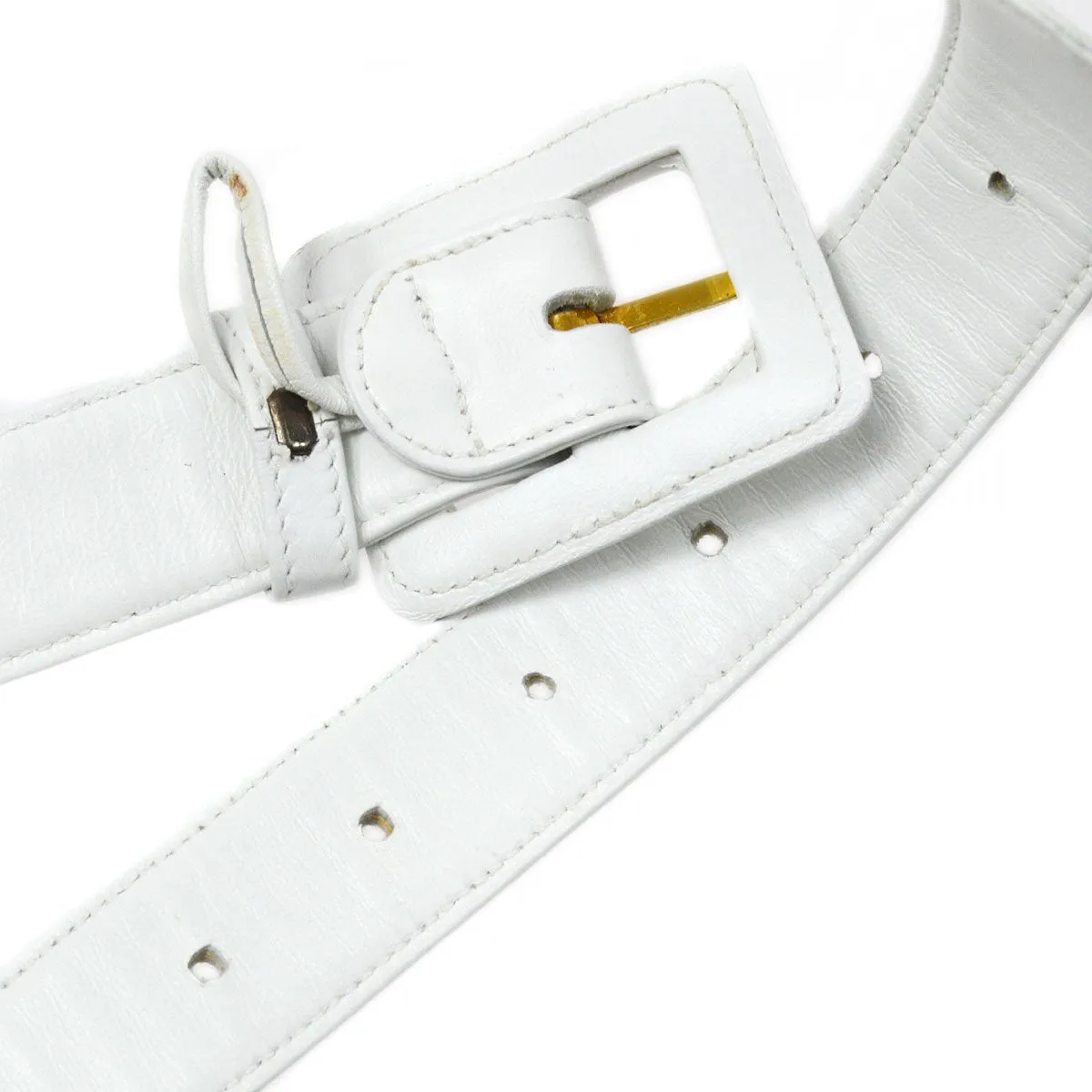 CHANEL 1991-1994 White Lambskin Triple CCs Belt Bag #85
